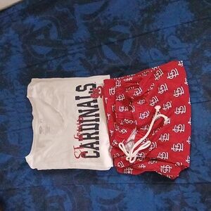 St. Louis Cardinals Womens Pajama Set - Red and White